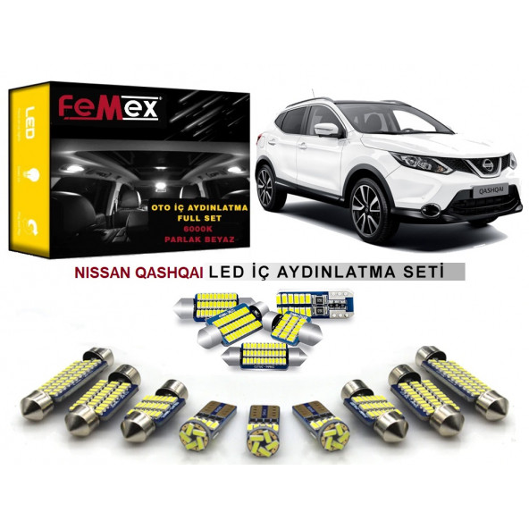 Nissan Qashqai J11 LED İç Aydınlatma Ampul Seti FEMEX Parlak Beyaz ürün görseli 1