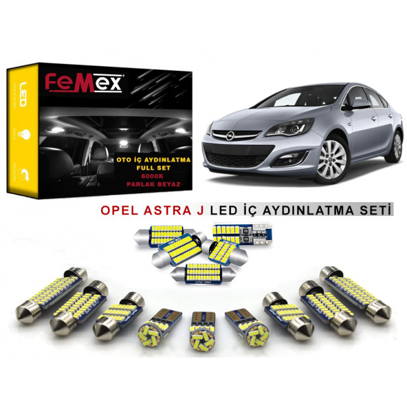 Opel Astra J LED İç Aydınlatma Ampul Seti FEMEX Parlak Beyaz ürün görseli 1