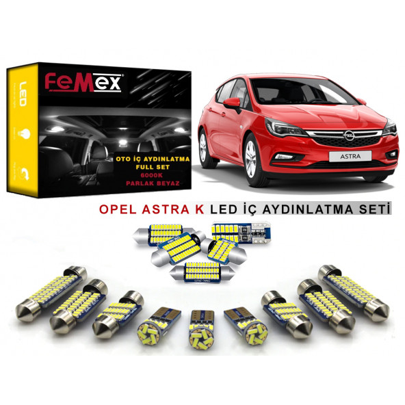 Opel Astra K LED İç Aydınlatma Ampul Seti FEMEX Parlak Beyaz ürün görseli 1