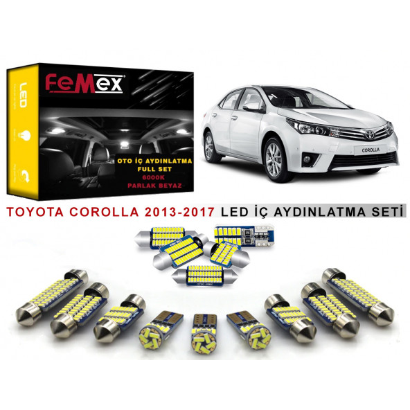 Toyota Corolla 2013-2017 LED İç Aydınlatma Ampul Seti FEMEX Parlak Beyaz ürün görseli 1