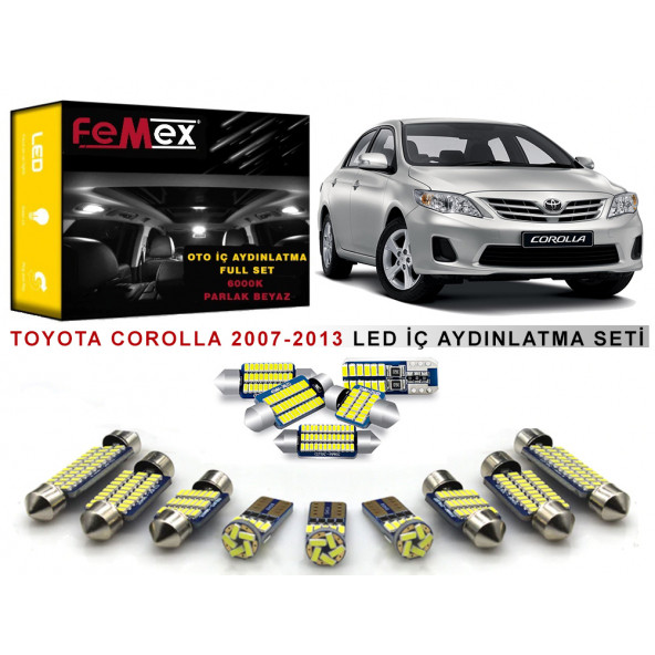 Toyota Corolla 2007-2013 LED İç Aydınlatma Ampul Seti FEMEX Parlak Beyaz ürün görseli 1
