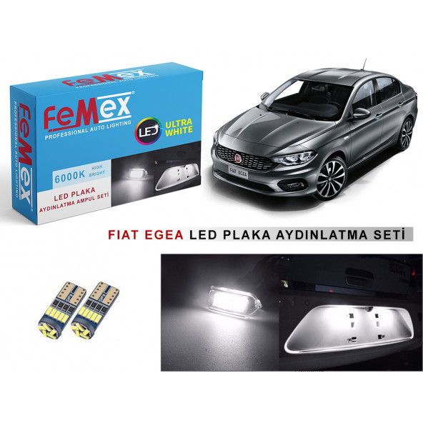 Fiat Egea Plaka Aydınlatma Seti LED Ampul Femex T10  Beyaz Led ürün görseli 1