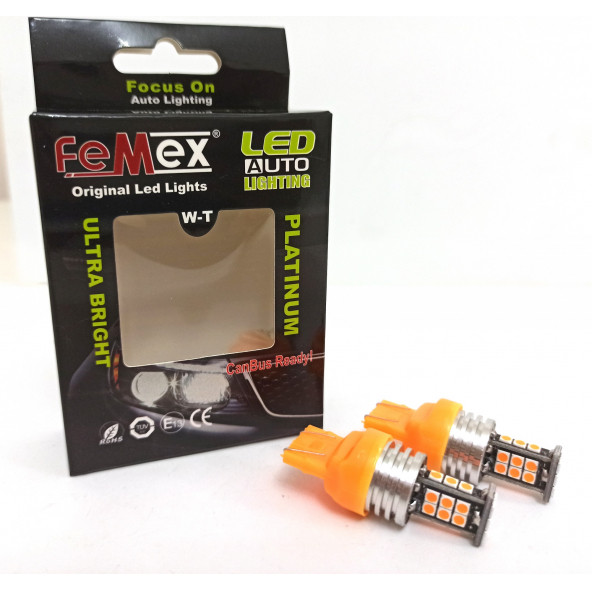 FEMEX T20 7440/7443 Tek Duy/Çit Duy 3030 Chip 24smd Turuncu Led Turuncu ürün görseli 1