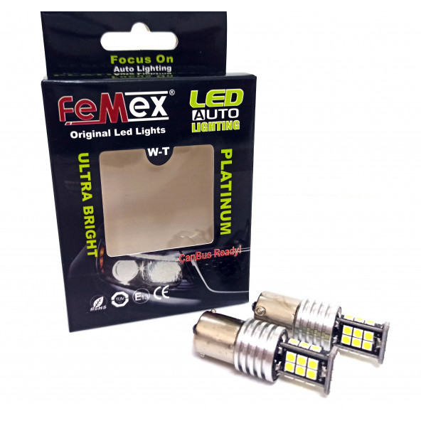 FEMEX P21W Non-Direction 1156 Tek Duy 3030 Chip 24smd Beyaz Led Ampul ürün görseli 1