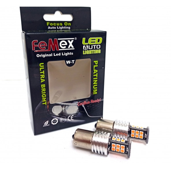 FEMEX P21W Non-Direction 1156 Tek Duy 3030 Chip 24smd Turuncu Led Ampul ürün görseli 1