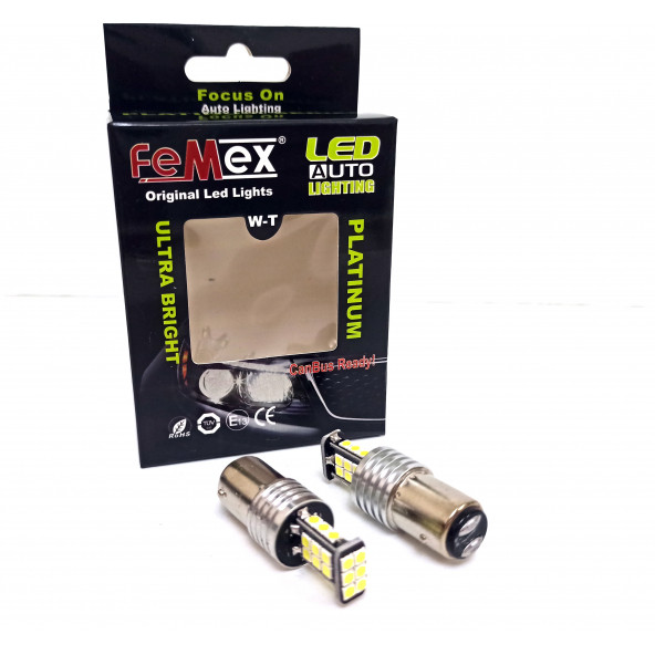 FEMEX P21W Non-Direction 1157 Çift Duy 3030 Chip 24smd Beyaz Led Ampul ürün görseli 1