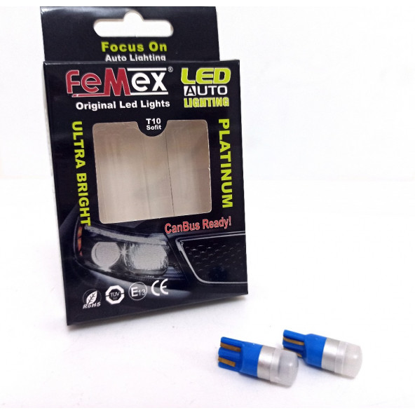 FEMEX Platinum T10 3030 Chip Buz Mavi Turkuaz Led Ampul Aktif Canbus ürün görseli 1
