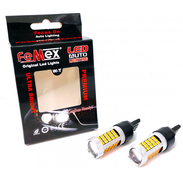FEMEX Premium T20 7443 9w Led Ampul Çift Duy Turuncu 2835 Chip Mercekli ürün görseli 1
