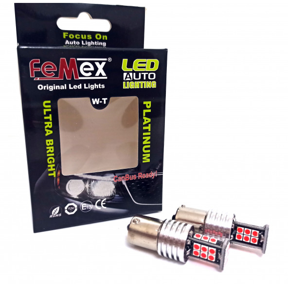 FEMEX Platinum P21W-1157-15W- Çift Duy Şaşı Led Ampul Kırmızı Mercekli ürün görseli 1