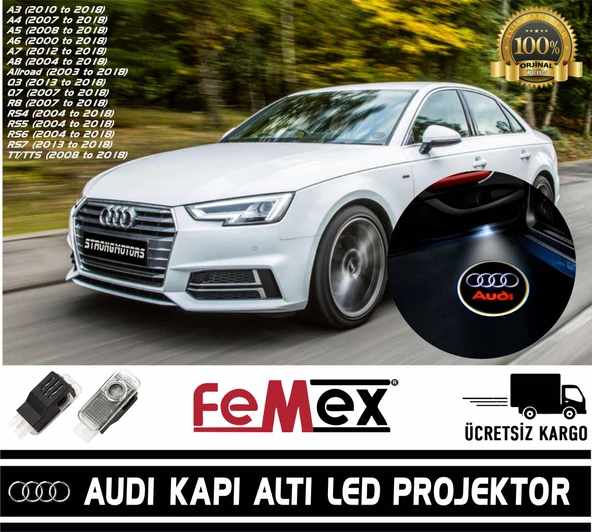 Audi  Araçlar İçin ORİJİNAL Geçmeli Soketli Kapı Altı Led Logo ürün görseli 1