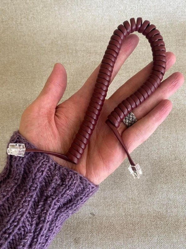 Spiralli Telefon Ahize Kablosu 2 Metre Bordo - Resim 3