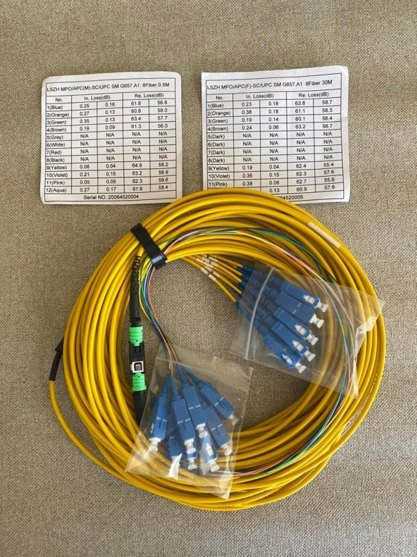 MPO/APC - SC/UPC SM G657.A1 Fiber Optik Kablo 30Metre A1 ürün görseli 1