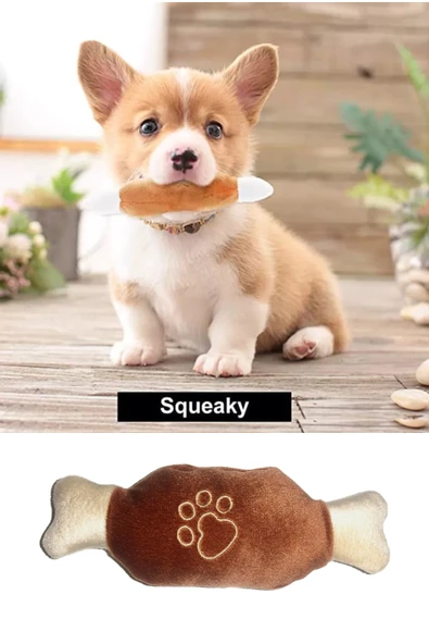 Peluş Kemik Dayanıklı Sesli Köpek Oyuncağı ürün görseli 1