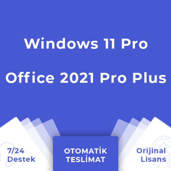 Windows 11 Pro + Office 2021 Pro Plus 32-64 Bit Türkçe-İngilizce Global Destekli ürün görseli 1