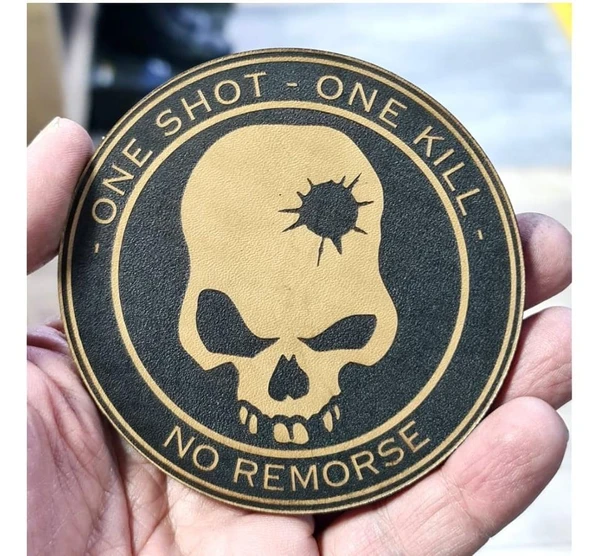 ONE SHOT ONE KILL KESKİN NİŞANCI Deri PEÇ - Arma - Askeri Patch - Resim 2
