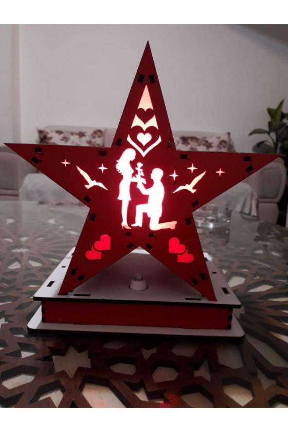 Led Işıklı Sevgililer Günü Ahşap Yıldız ürün görseli 1