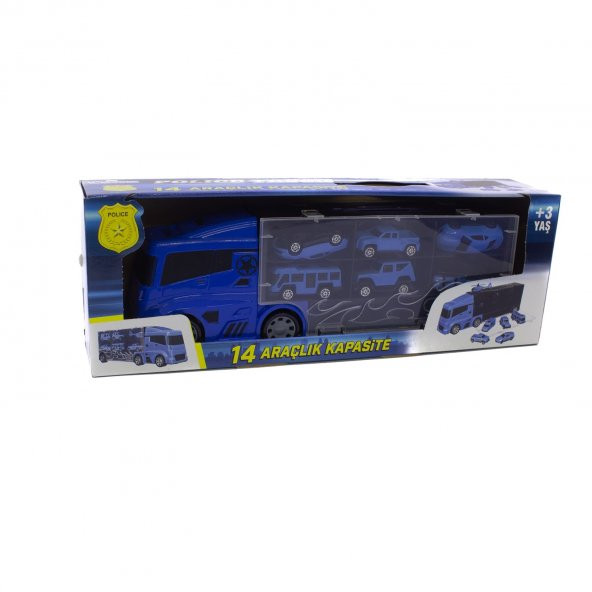 Araba Taşıyan Tır 6 Adet Arabalı Oyuncak 40 Cm Mavi ürün görseli 1