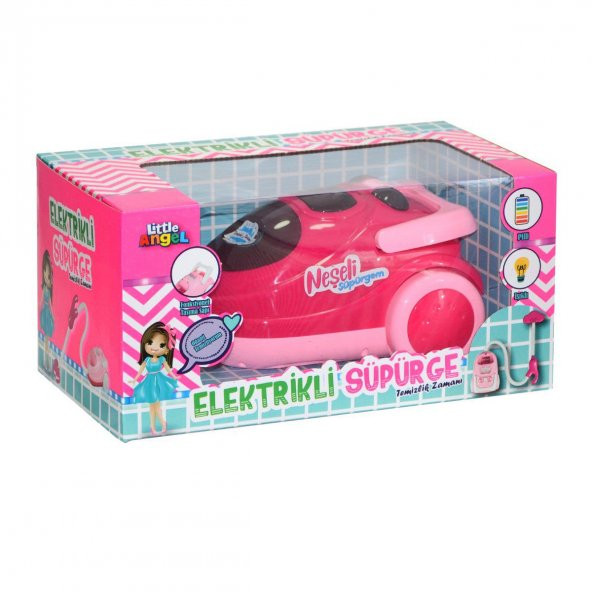 Büyük Boy Pilli Oyuncak Elektrikli Süpürge Pembe ürün görseli 1