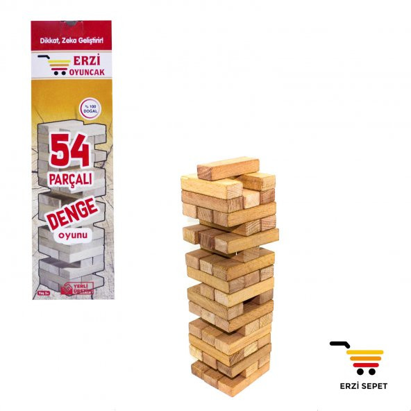 Jenga Denge Oyunu 54 Parça Ahşap Büyük Boy ürün görseli 1