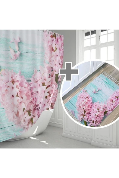 Lila Banyo Perdesi Ve Banyo Paspası Seti, Küf Tutmaz Banyo Perdesi, Duş Perdesi Ve Paspası Takımı ürün görseli 1