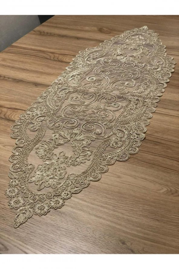 Dantel Detaylı Cappuccino Runner (110x35cm) ürün görseli 1
