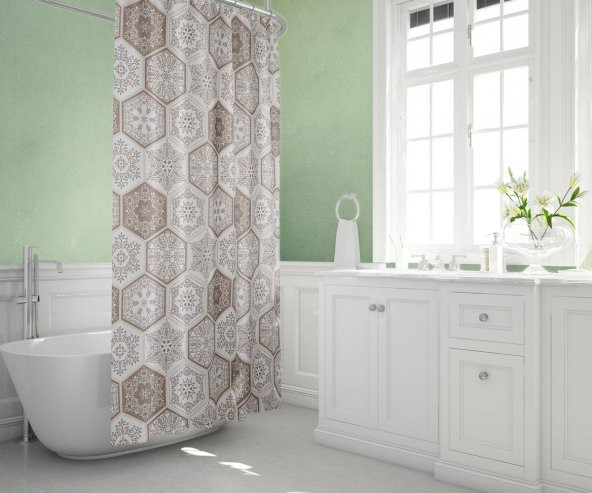 Kahverengi Banyo Paspas ve Banyo Duş Perdesi Seti-Kaymaz Tabanlı Banyo ve Kapı Önü Paspası ürün görseli 1