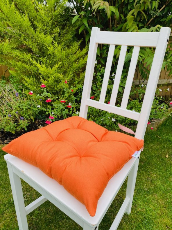 6lı Turuncu Sandalye Minderi-Dekoratif Minder Seti-40x40cm Kare Sandalye Minderi-Sırt Minderi ürün görseli 1