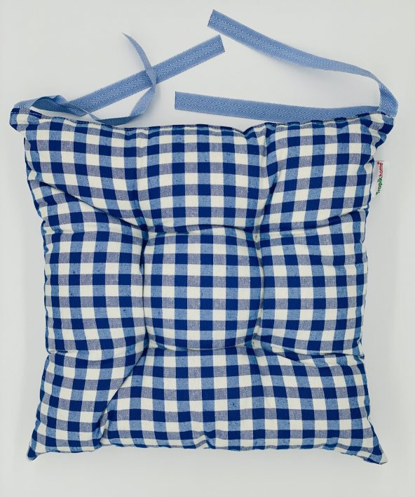 6lı Ekose Mavi Minder 40x40 cm Kare Sandalye Minderi-Mavi Balkon Sandalye Minderi-6lı Sırt Minderi ürün görseli 1