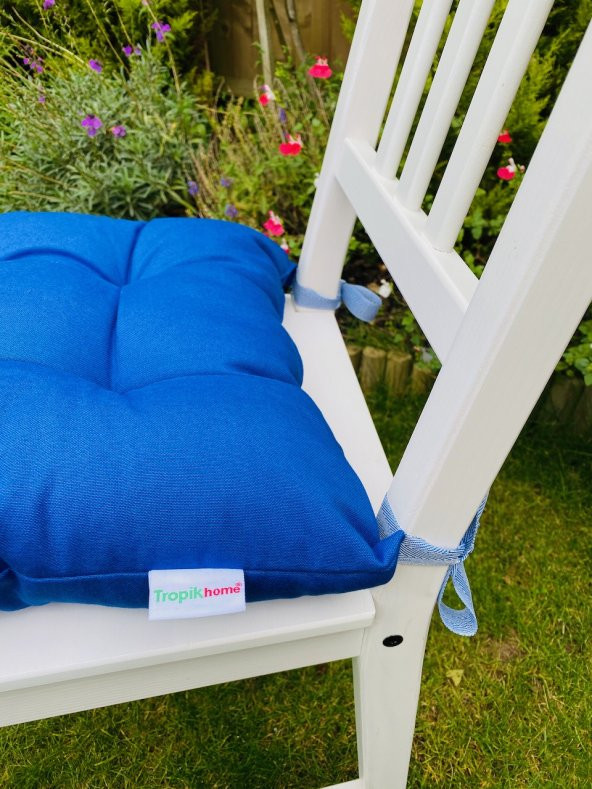 6lı Mavi Minder 40x40 cm Kare Sandalye Minderi-Saks Mavi Balkon Sandalye Minderi-6lı Sırt Minderi ürün görseli 1