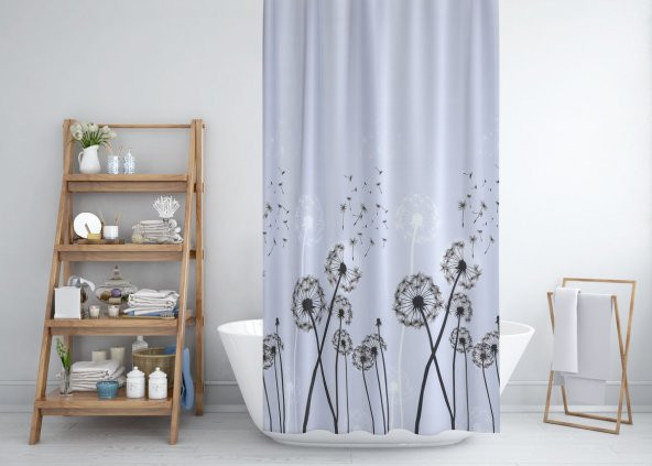 Duş Perdesi Seti, 12 Adet C Halka Hediyeli Banyo Perdesi-Banyo Duş Perdeleri-Banyo Aksesuarları ürün görseli 1