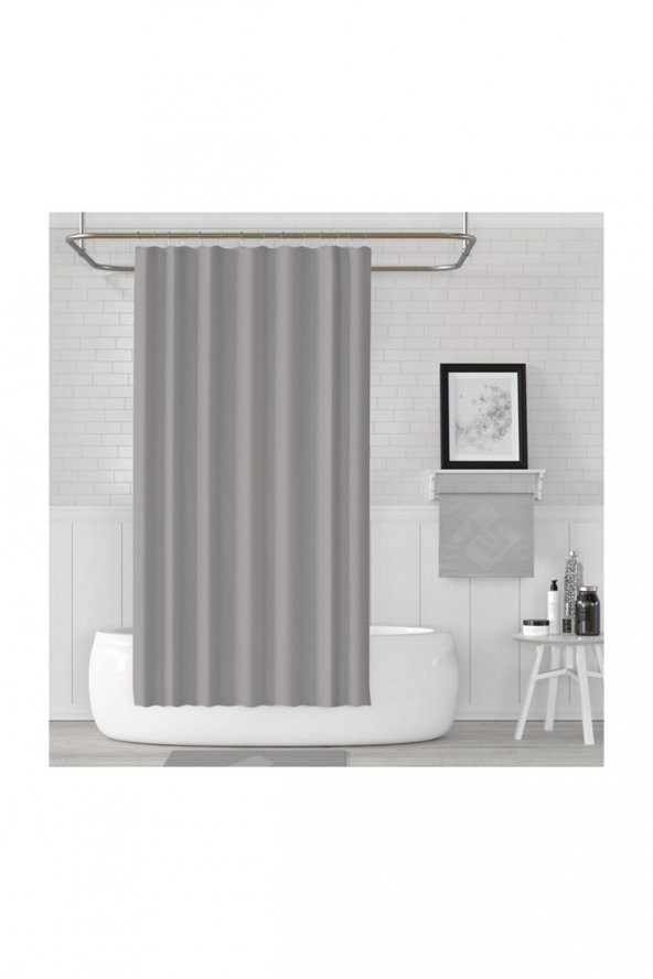 gri banyo perdesi 180x200cm duş perdesi - Resim 2