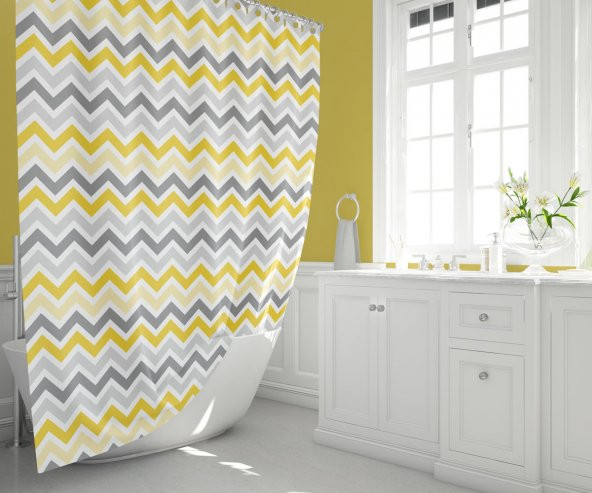Duş Perdesi Seti, 12 Adet C Halka Hediyeli Banyo Perdesi-Banyo Duş Perdeleri-Banyo Aksesuarları ürün görseli 1