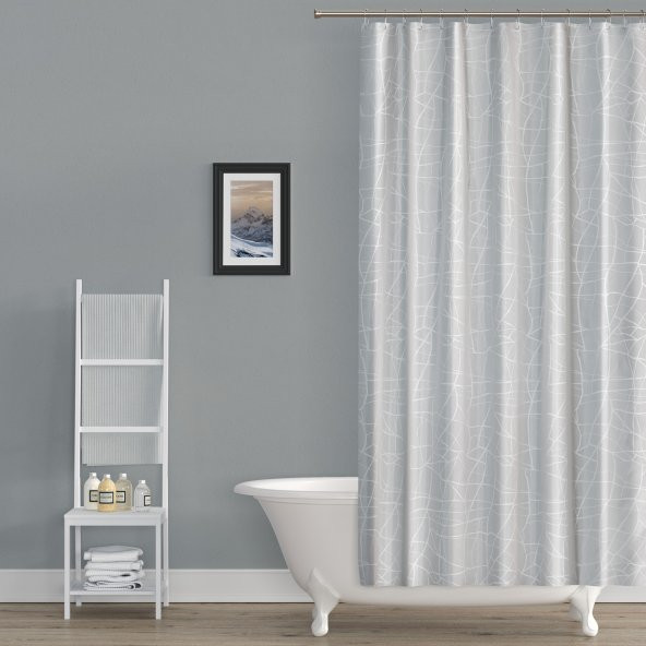 Banyo Perdesi - Tek Kanat Duş Perdesi, Polyester Kumaş Duşakabin Perdesi 180x200 cm Küvet Perdesi ürün görseli 1