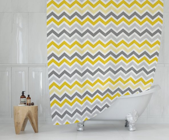 Banyo Perdesi - Tek Kanat Duş Perdesi, Polyester Kumaş Duşakabin Perdesi 180x200 cm Küvet Perdesi ürün görseli 1
