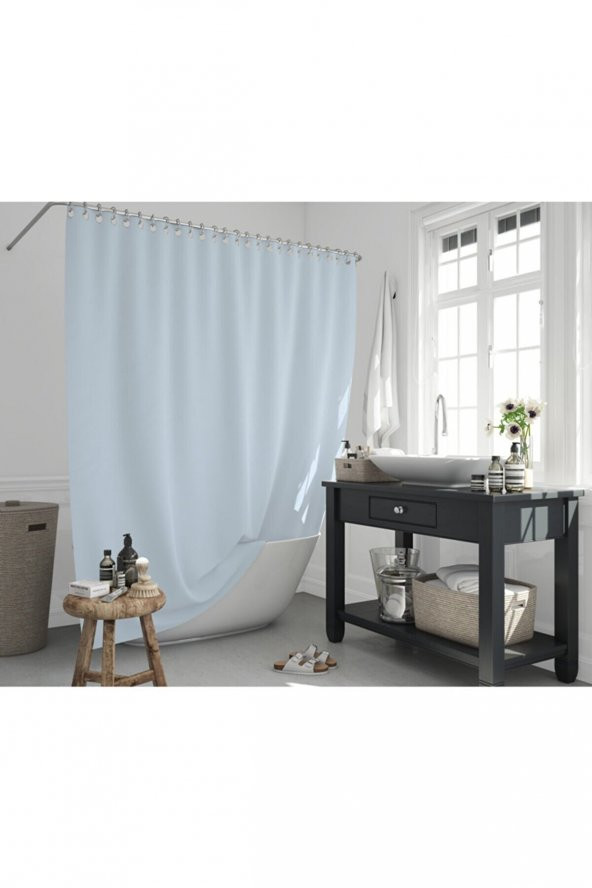 Banyo Perdesi - Tek Kanat Duş Perdesi, Polyester Kumaş Duşakabin Perdesi 180x200 cm Küvet Perdesi ürün görseli 1