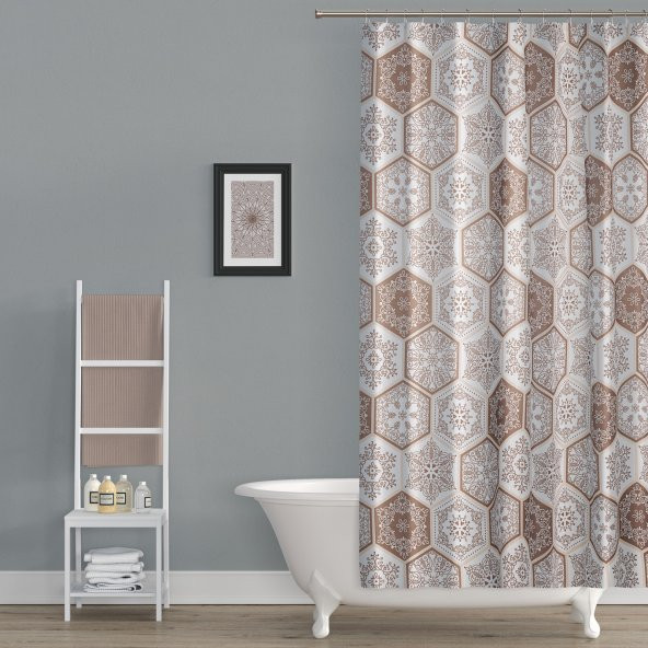 Banyo Perdesi - Tek Kanat Duş Perdesi, Polyester Kumaş Duşakabin Perdesi 180x200 cm Küvet Perdesi ürün görseli 1