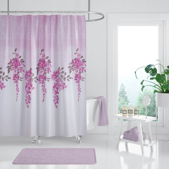 Banyo Perdesi - Tek Kanat Duş Perdesi, Polyester Kumaş Duşakabin Perdesi 180x200 cm Küvet Perdesi ürün görseli 1