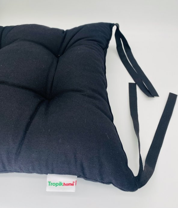 Siyah Sandalye Minderi Silikon Elyaflı Kare Minder Lüx Pamuklu Yıkanabilir Sandalye Minderi 40x40 cm ürün görseli 1
