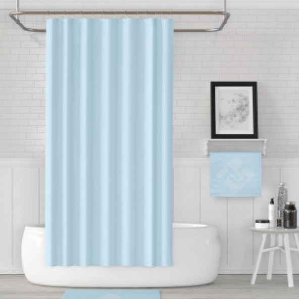 Mavi Banyo Perdesi 180x200 Duş Perdesi Tek Kanat Banyo Perdeleri - Su Geçirmez Küvet Perde ürün görseli 1