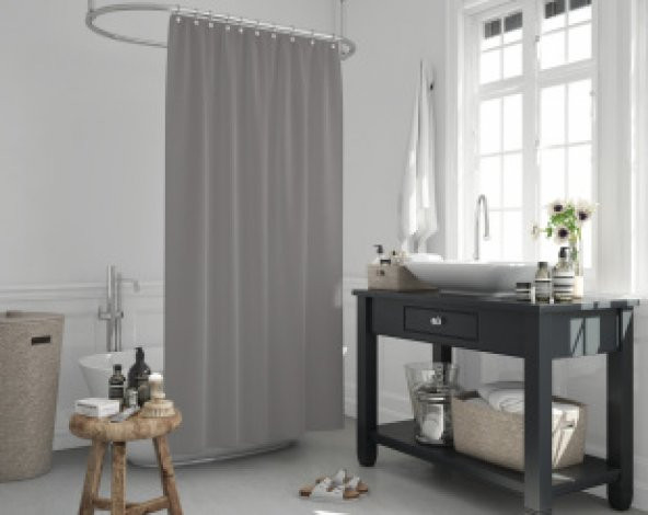 Gri Banyo Perdesi 180x200 Duş Perdesi Tek Kanat Banyo Perdeleri - Su Geçirmez Küvet Perde ürün görseli 1