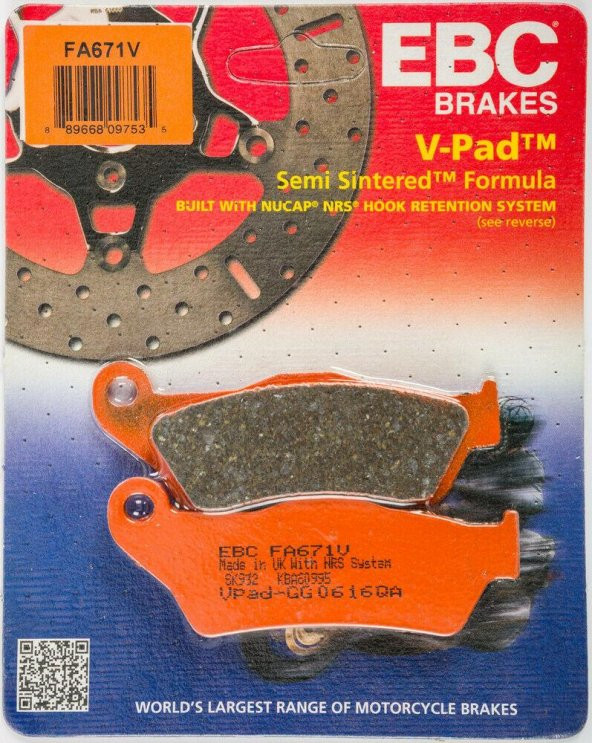 Ebc Fa671V 2005-2010 BMW K 1200 R Uyumlu Arka Fren Balatası Yarı Sinterli Balata ürün görseli 1