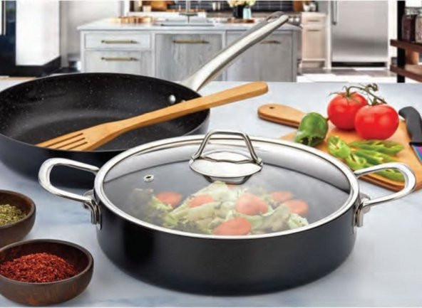 Evimsaray Zest Gusto Granit Basık Tencere 28 cm - Resim 2