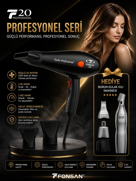 Fönsan PRF-4200 Turbo Profesyonel 2200 W Saç Kurutma Makinesi ürün görseli 1