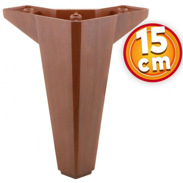 Lüks Mobilya Kanepe Sehpa TV Ünitesi Koltuk Ayağı 15 cm Ahşap Desenli Kahverengi Baza Ayak ürün görseli 1