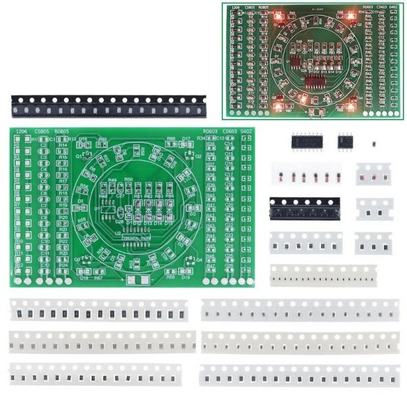 SMD Lehimleme Uygulama Kartı CD4017 NE555 - Demonte(Montesiz) ürün görseli 1