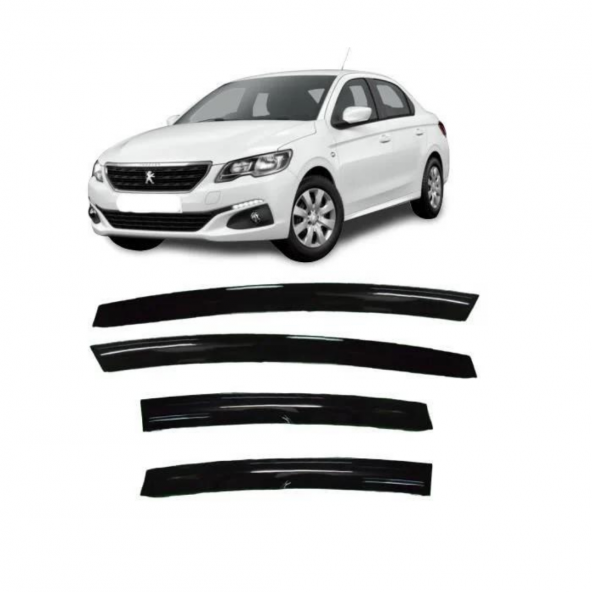 Peugeot 301 2012-2019 Uyumlu Mugen Cam Rüzgarlığı Seti Piano Black 4lü İthal ürün görseli 1