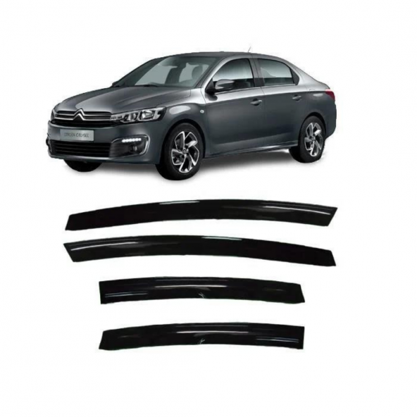 Citroen C Elysee 2012-2022 Uyumlu Mugen Cam Rüzgarlığı Seti Piano Black 4lü İthal ürün görseli 1