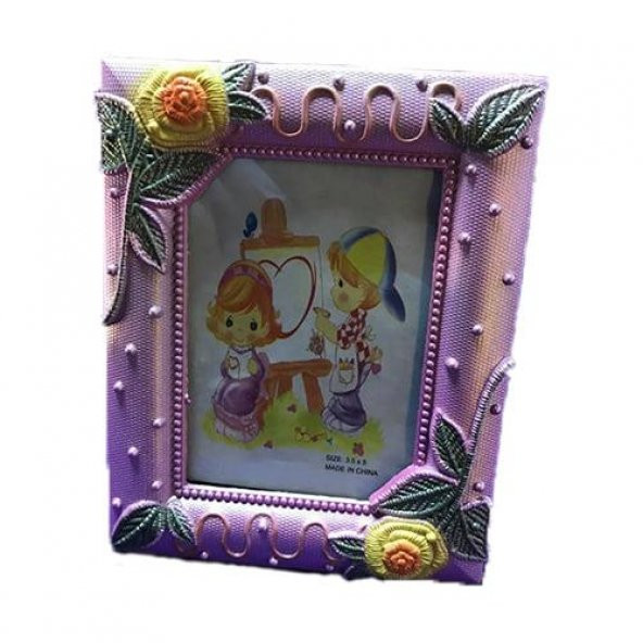 9x13 cm Plastik Fotoğraf Çerçevesi - Renkli Çiçek Desenli Camlı Çerçeve ürün görseli 1