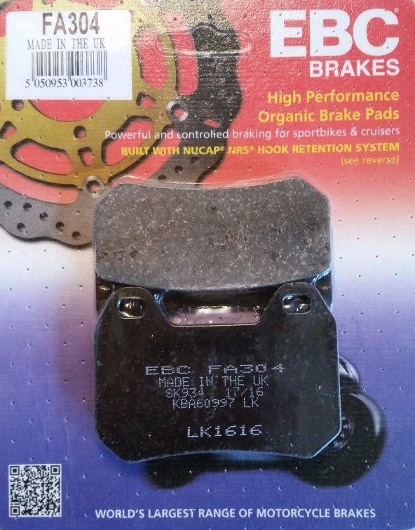 Ebc Fa304 2002-2005 BMW R 1200 CL Uyumlu Arka Fren Balatası Organik Balata ürün görseli 1