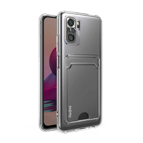 Zore Xiaomi ile uyumlu Redmi Note 10S Kılıf Kartlıklı Şeffaf Setra Clear Silikon Kapak ürün görseli 1